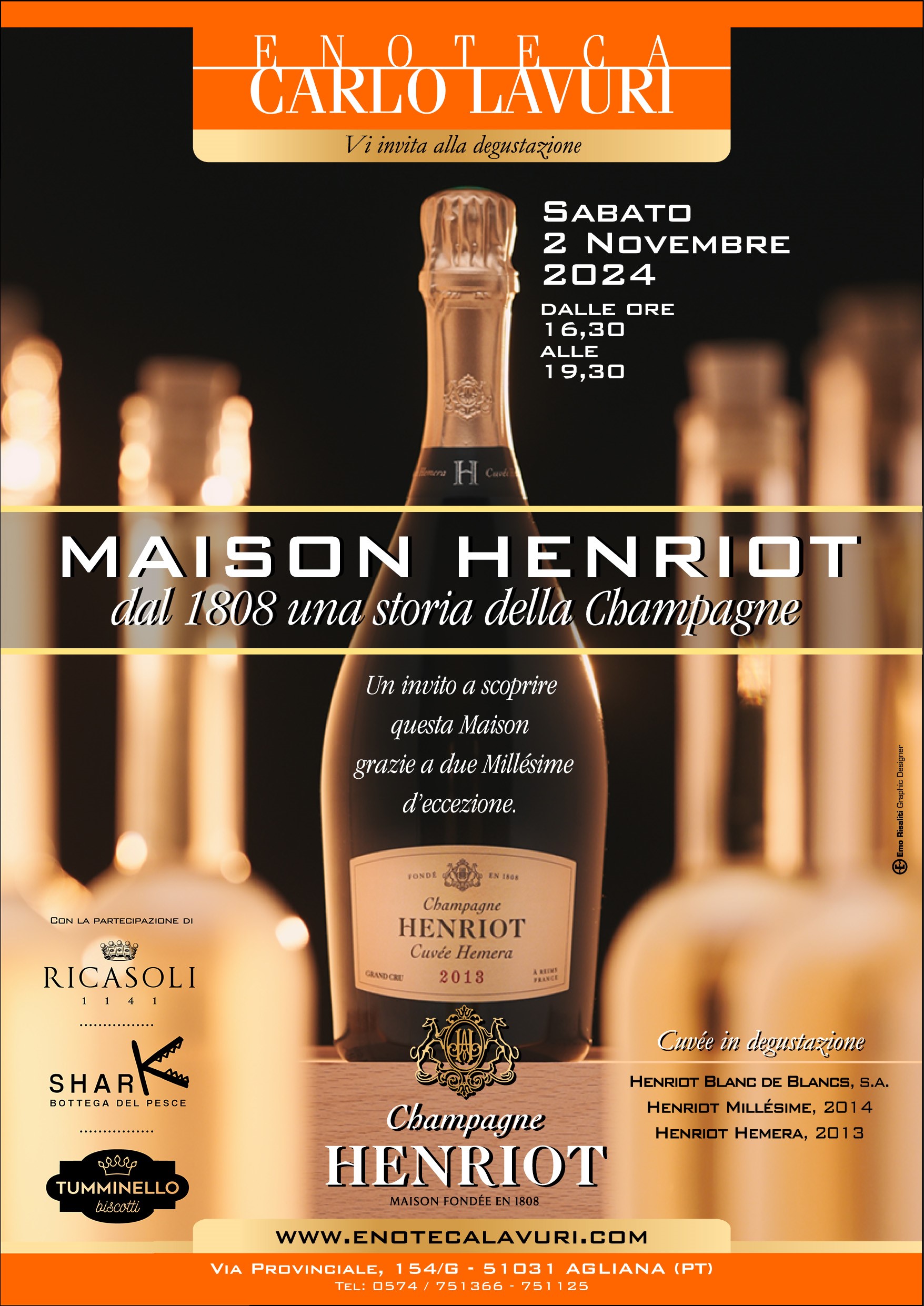 INVITO ALLA DEGUSTAZIONE - CHAMPAGNE MAISON HENRIOT  – SABATO 2 NOVEMBRE DALLE ORE 16.30 ALLE ORE 19.30